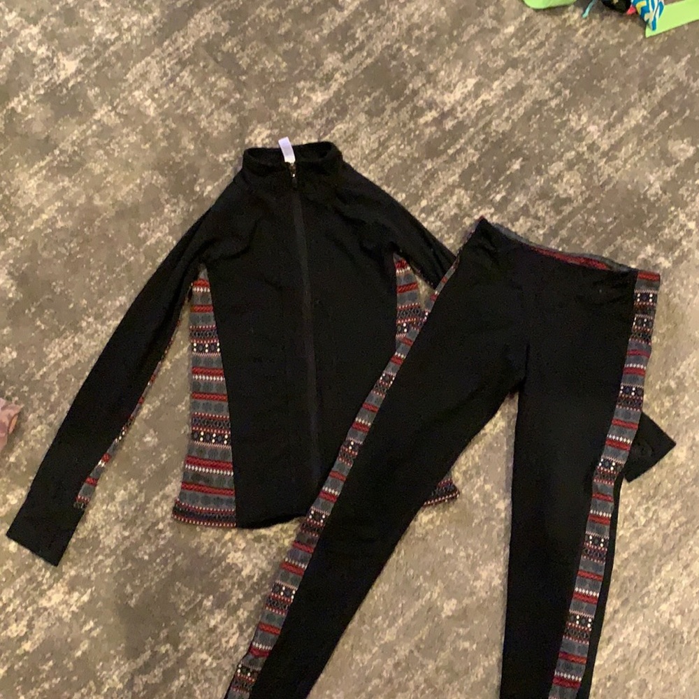 Black girls sweatsuit zip up top and legging pants